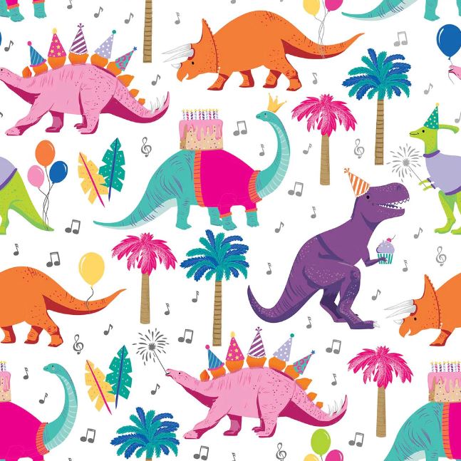 Papier d'emballage - Fête de dinosaures Jillson & Roberts