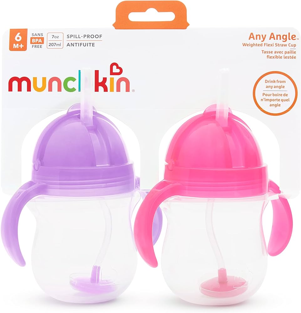 Munchkin Any Angle - Ensemble de 2 tasses avec paille flexible lestée