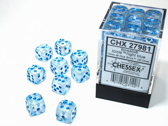 36 dés 12 mm luminary glacon CHX 27981