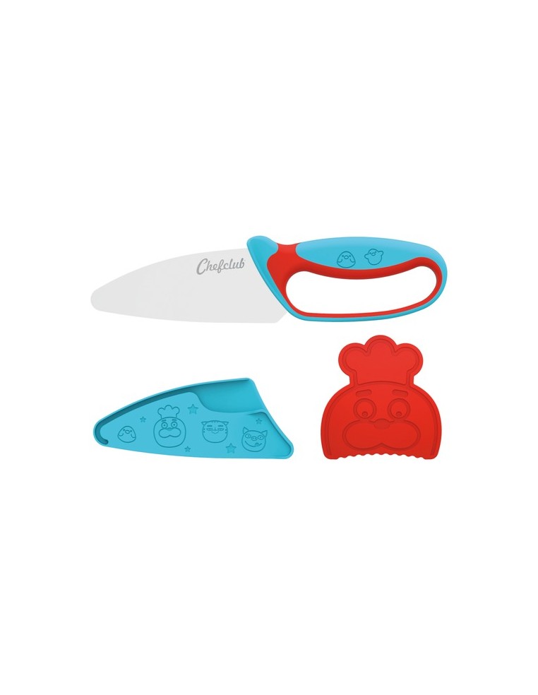 Couteau sécuritaire bleu rouge - Chef Club