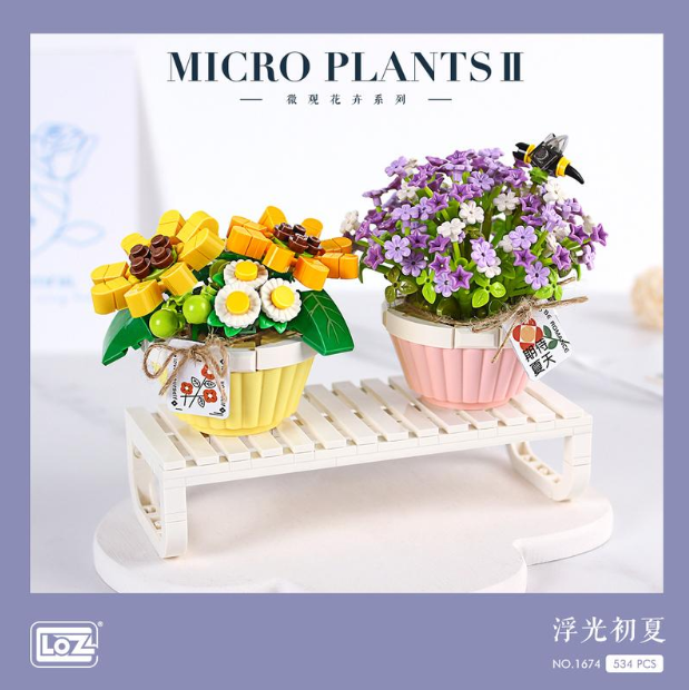 Blocs Micro Plants - Pot de fleur Printemps Gypsophile et Marguerite
