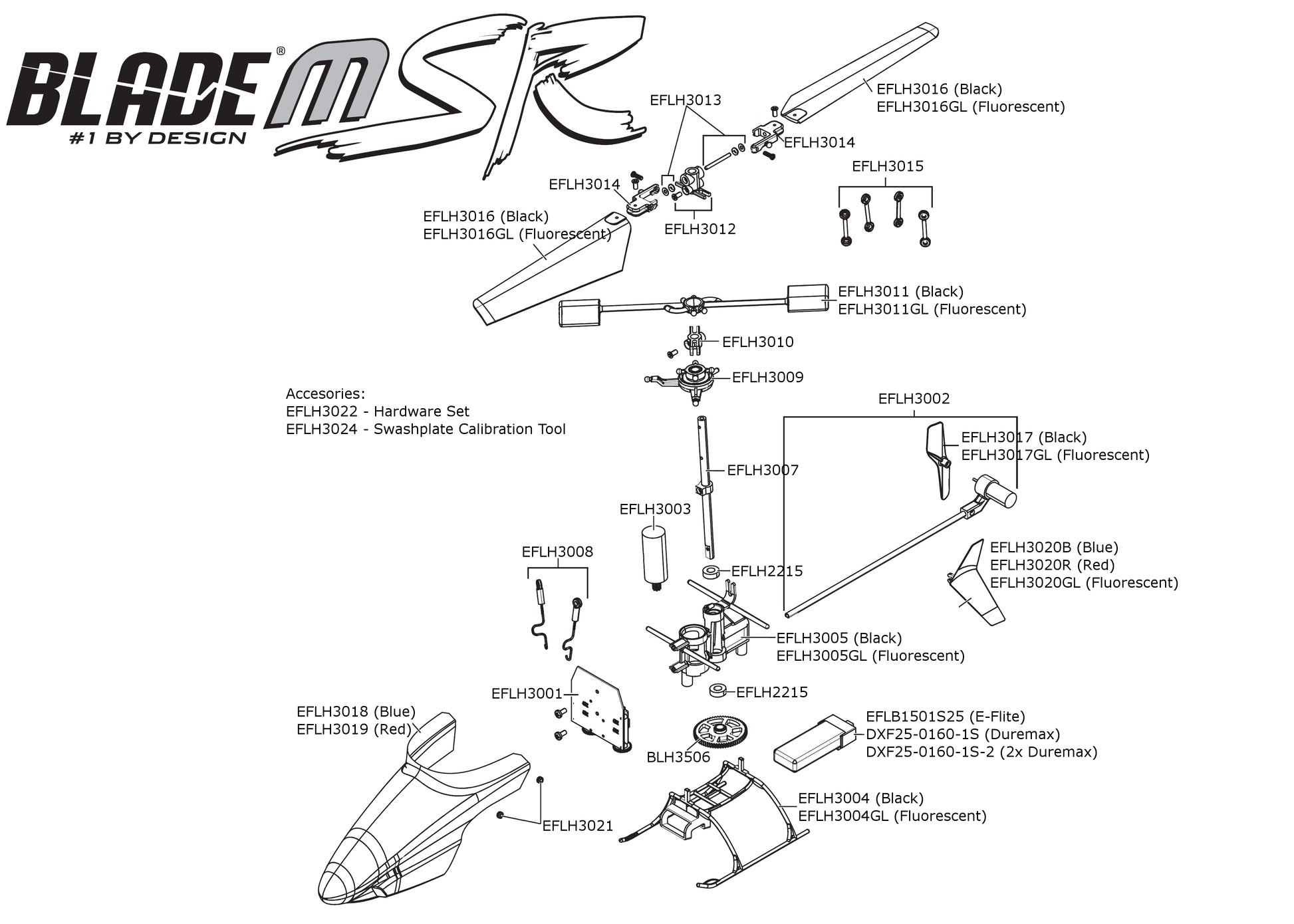 Barre de Stabilisation EFLH3011 pour hélicoptères BLADE MSR