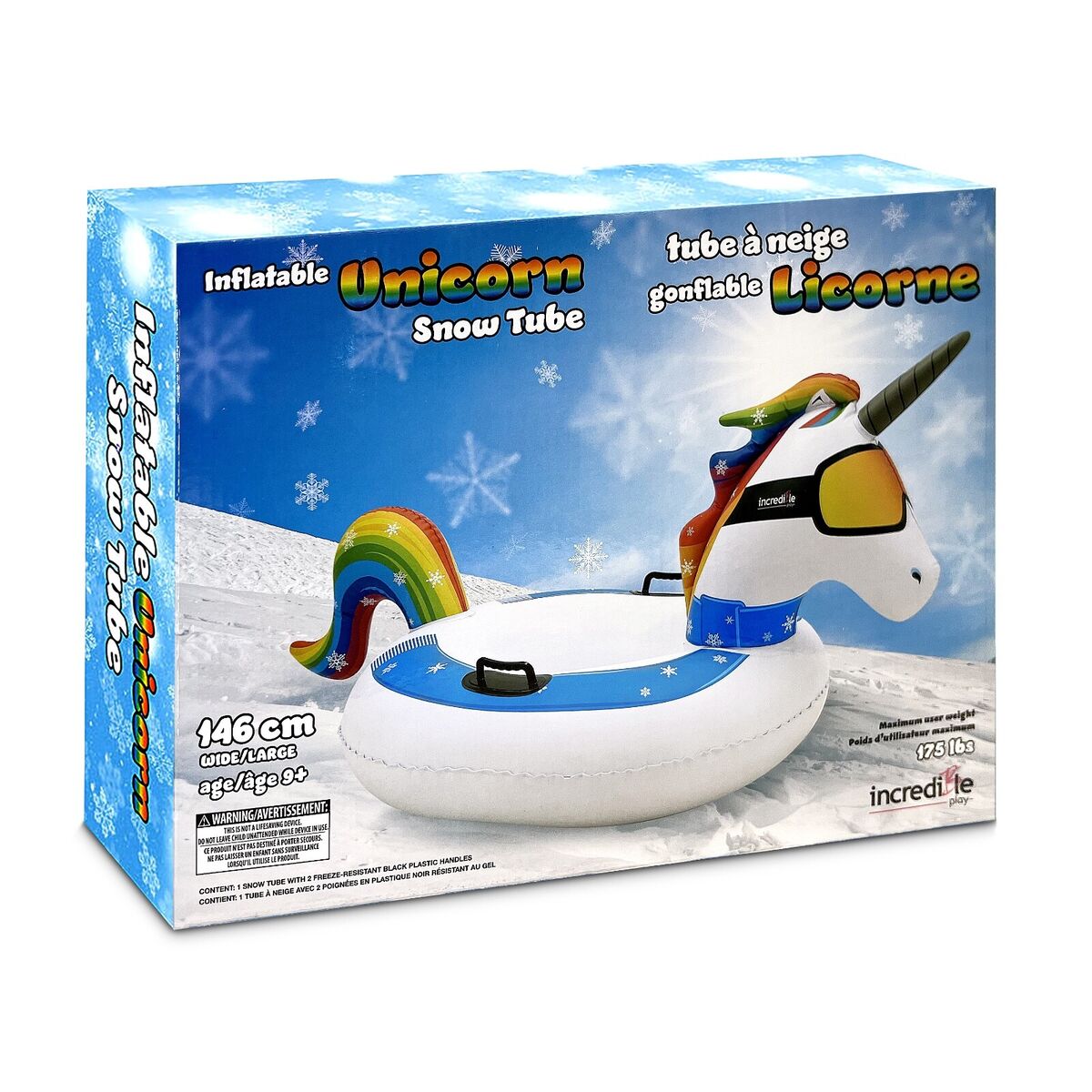 Inflatable unicorn snow tube