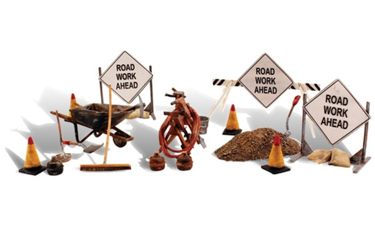 Accessoires de Travaux Routiers - Figurines pour maquette à l'échelle O