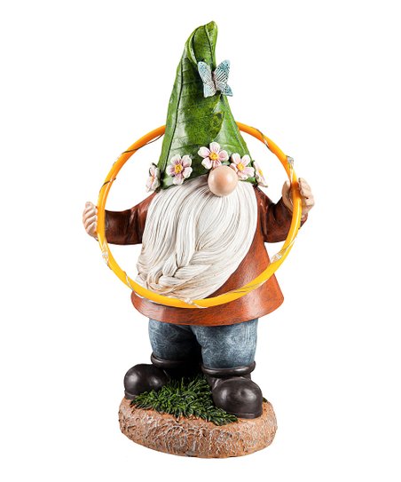 Gnome de jardin "Hula Hoop / Papillon" avec éclairage solaire